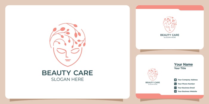 Hand drawn set of feminine logo templates for beauty and business cards vector
