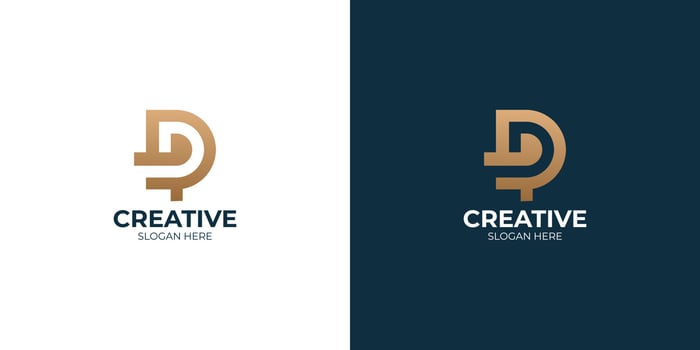 minimalist P combination letter D logo set vector