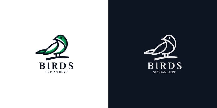 minimalist linear style bird logo set vector