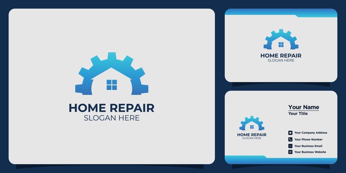 set of home repair logs and business cards vector