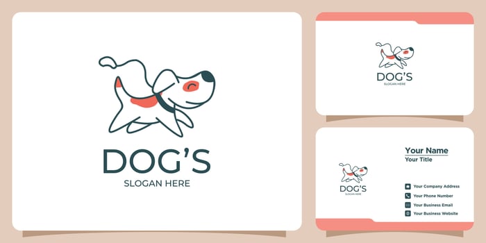 Minimalist dog Logo set with modern logo design and business card vector