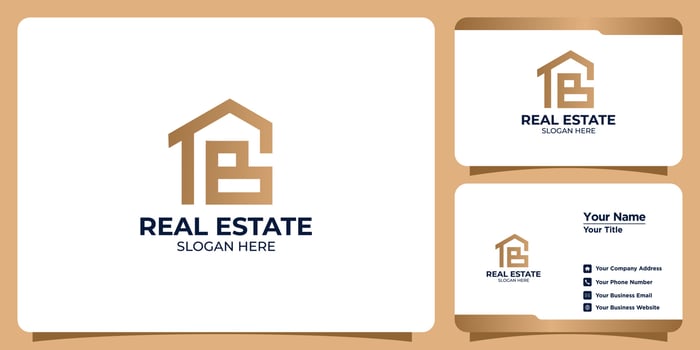 set of house logo combination letter B vector