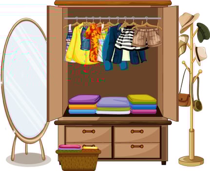 Different clothes hanging on the bars vector