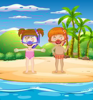 Group of children at the beach vector