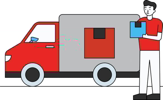The truck is loaded with delivery packages. vector