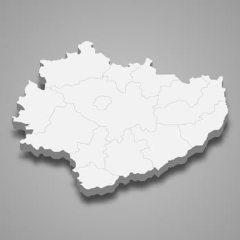 3d map of Holy Cross voivodeship is a province of Poland, vector