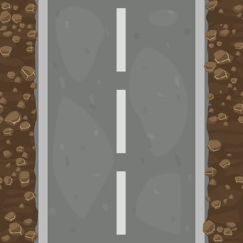 Seamless pattern textured road and land with stones and cobblestones. Background soil with gravel and asphalt. vector