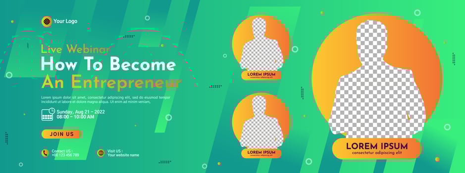 Business conference banner template design for webinar, marketing, online class program, etc vector
