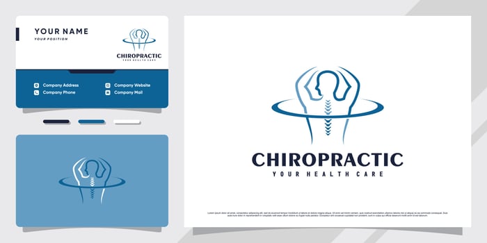 Chiropractic logo design for massage teraphy with business card template Premium Vector
