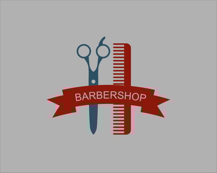 barbershop comb and scissors logo vector