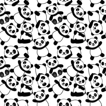 Cute Panda Seamless Pattern Background, Cartoon Panda Bears Vector illustration, Creative kids for fabric, wrapping, textile, wallpaper, apparel.