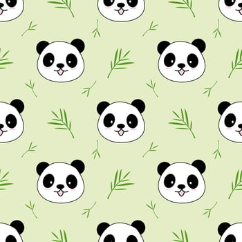 Cute Panda Seamless Pattern Background, Cartoon Panda Bears Vector illustration, Creative kids for fabric, wrapping, textile, wallpaper, apparel.