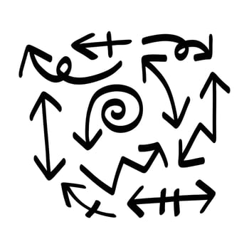 Set of arrow hand drawn vector. Hand drawn arrow in doodle style illustration. vector