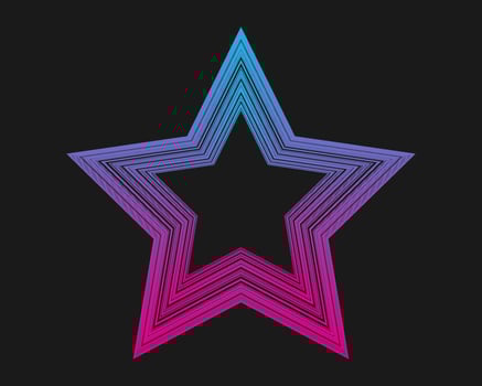 Star retro punk design element. technology star on black background. Vector illustration.
