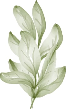 Watercolor leaves with flowers. vector