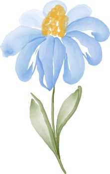 Watercolor leaves with flowers. vector