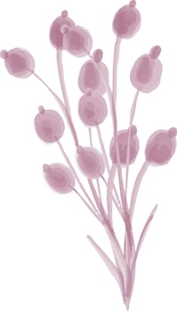 Watercolor leaves with flowers. vector