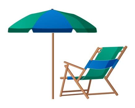 Beach Umbrella and Chair Summer Vacation Illustration vector