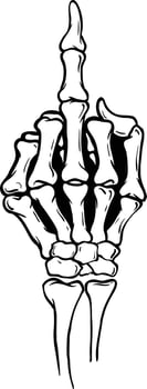 Skeleton shows middle finger, vector illustration, white background