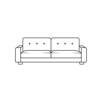 Sofa Outline Icon Illustration on Isolated White Background vector