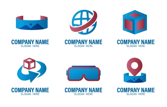 Virtual Tour Logo Set Template vector