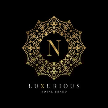 letter N luxury round alphabet logo template vector mandala for premium brand, personal branding identity, boutique, spa, wedding, gown, make up artist and cosmetic