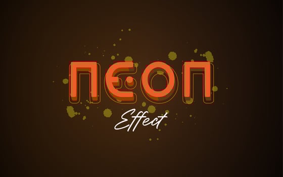 Neon Text with Shiny Orange Style Template vector