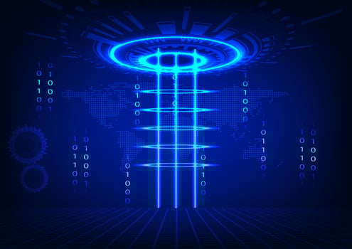 Vector illustration Hitech Technology future futurist with circuit and binary bit number 0 1, concept connection communication