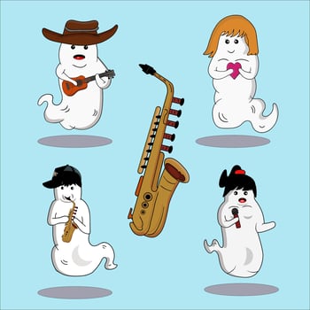 Cute ghost family illustration vector