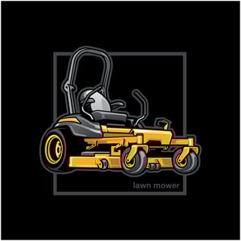 lawn mower illustration vector in black background