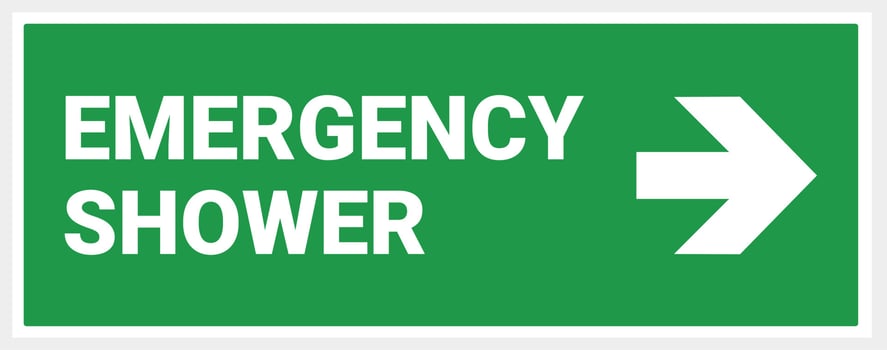 Arrow to emergency shower. green background vector