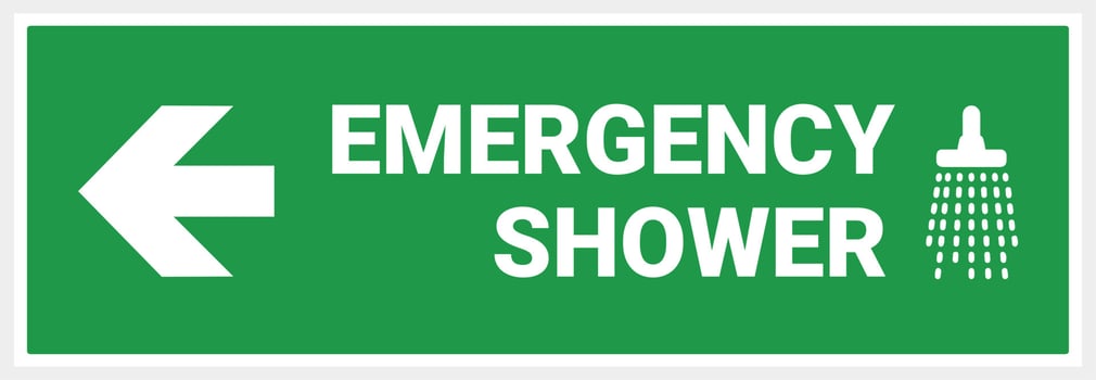 Arrow to emergency shower. green background vector