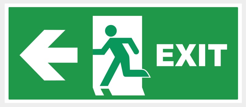 Sign Emergency exit arrow. green background. Illustration vector