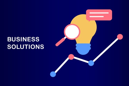 Business solution and support, problem solving and decision making, innovative ideas concept. Connecting puzzle elements, team metaphor, business approach, brainstorming. Flat web vector illustration.