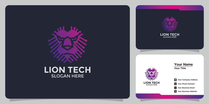 modern technology lion design logo vector