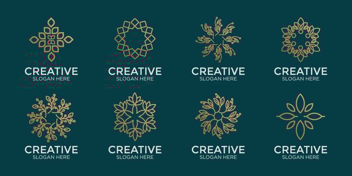 hand drawn flower logo set vector