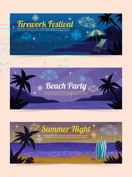 Firework Beach Festival Banner vector