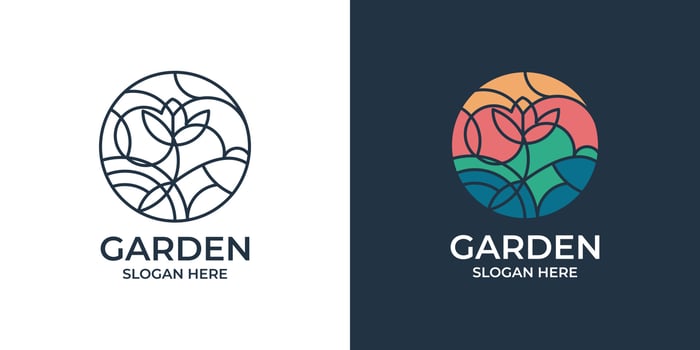 minimalist and elegant garden logo set vector