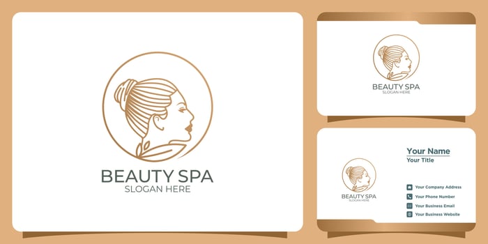 Minimalist beauty Logo set with line art style logo design and business card template vector