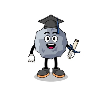 stone mascot with graduation pose vector