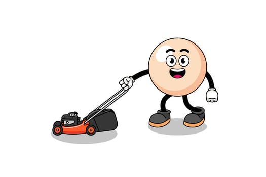 pearl illustration cartoon holding lawn mower vector
