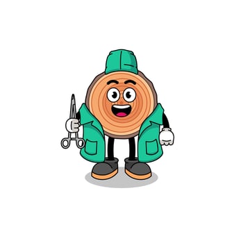 Illustration of wood trunk mascot as a surgeon vector