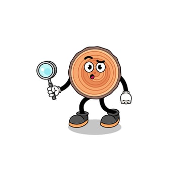 Mascot of wood trunk searching vector