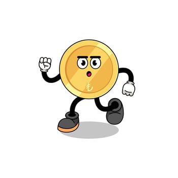 running turkish lira mascot illustration vector
