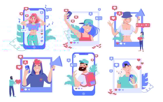 Social media network blogging communication set vector