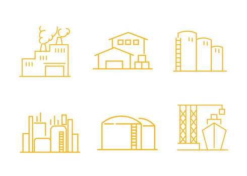 industrial building shape icon set design vector