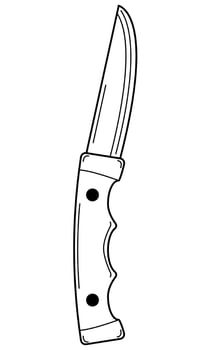 Hand drawn folding knife. Tool for hiking and tourism. Doodle style. Vector illustration