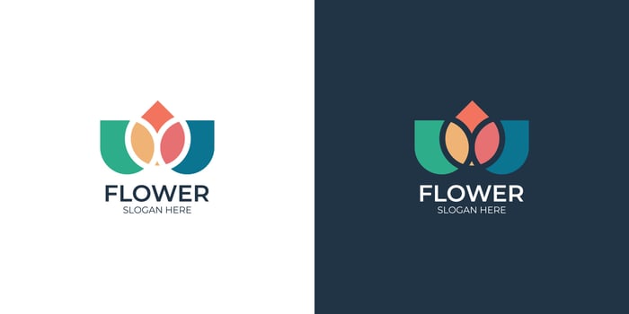 colorful minimalist line style flower logo set vector
