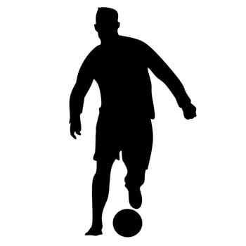 Black vector football player, logo playing ball