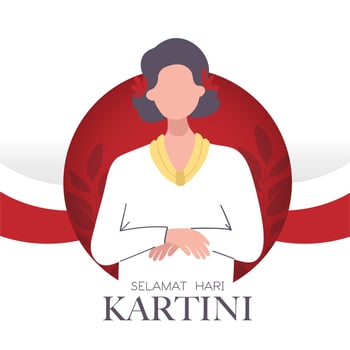 Selamat Hari Kartini Celebration Happy Kartini Day. Indonesian activist who advocated for women's rights and female education. Feminism heroes. vector